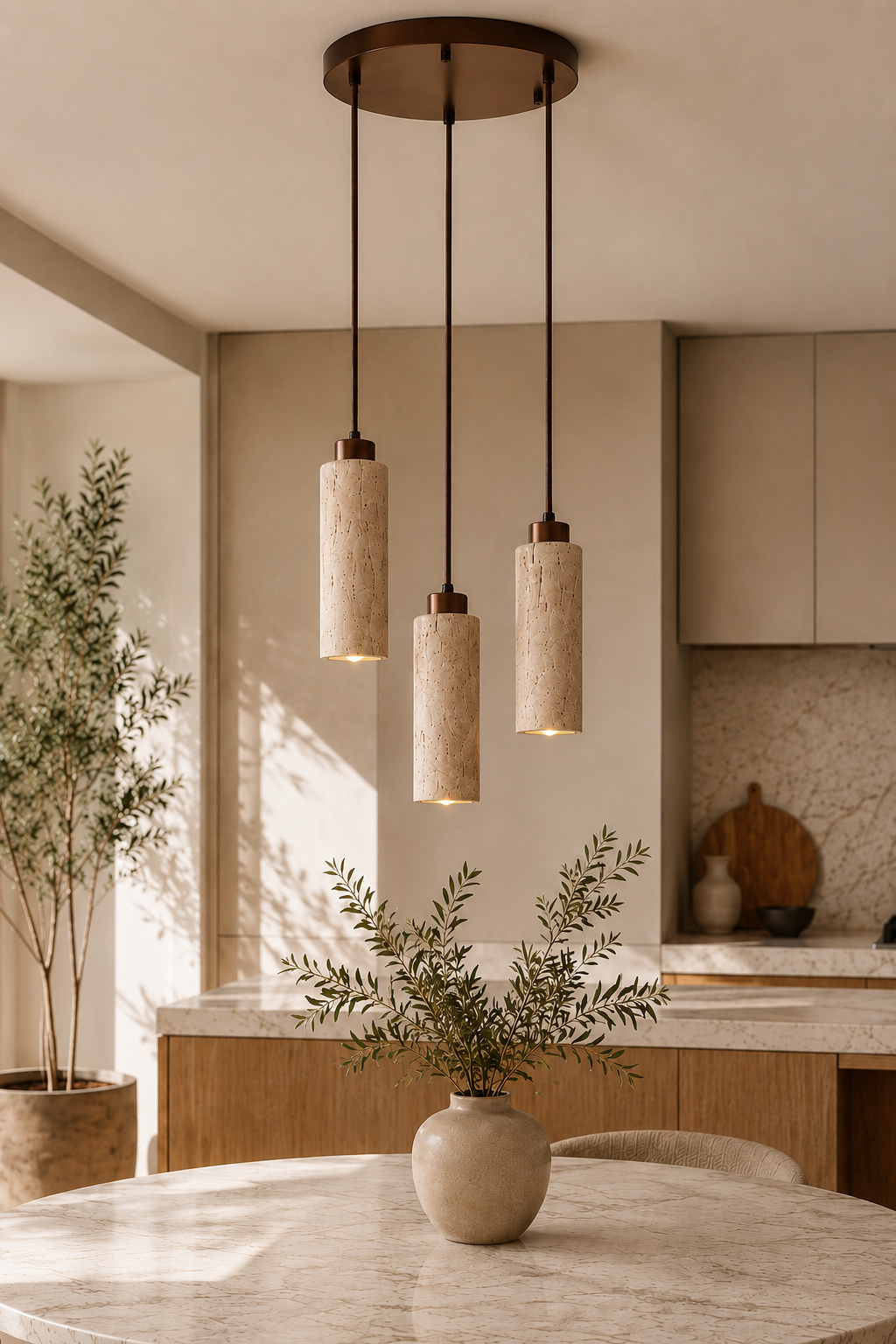 Travertine Stone Pendant Light