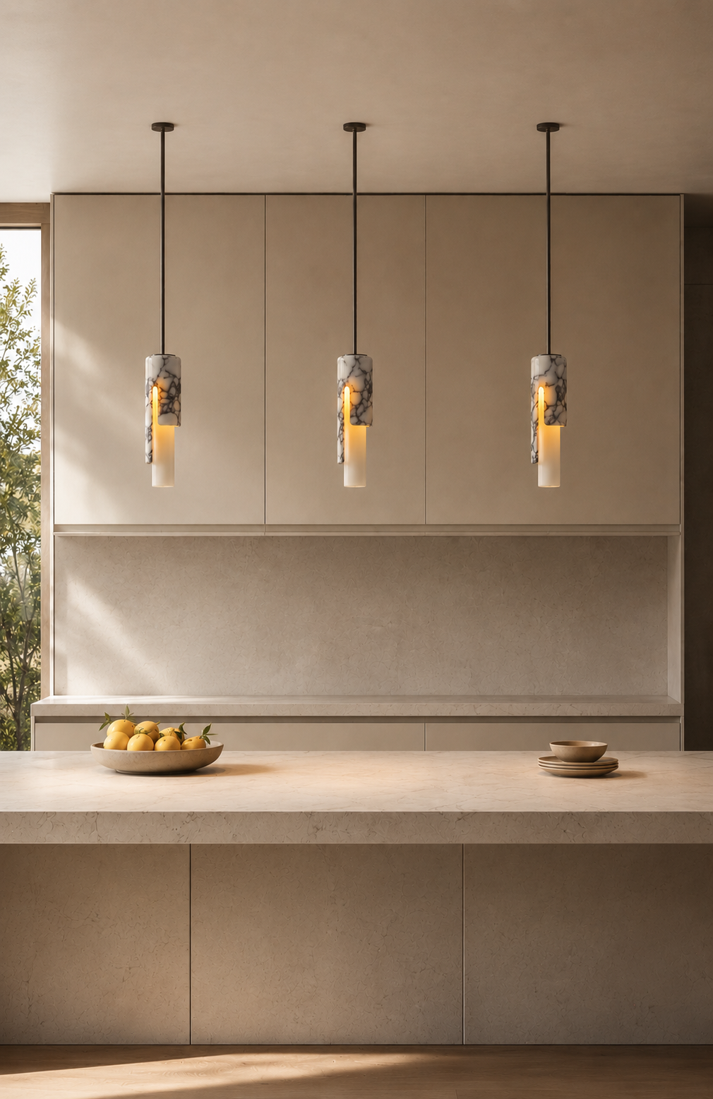Sculptural Marble Pendant Light