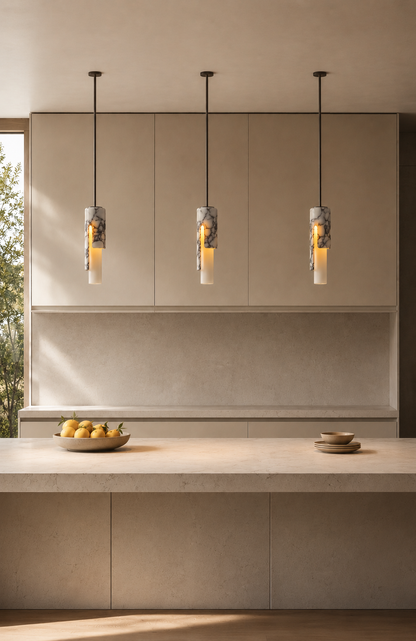 Sculptural Marble Pendant Light