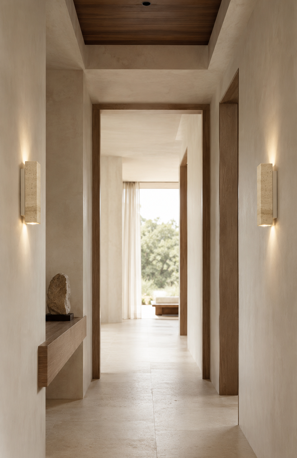 Travertine Stone Wall Sconce